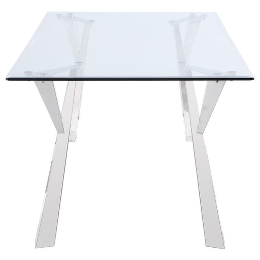 Alaia - Rectangular Glass Top Dining Table - Chrome - Simple Home Plus
