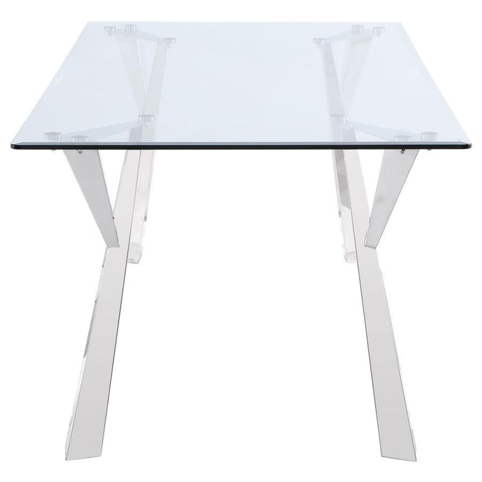 Alaia - Rectangular Glass Top Dining Table - Chrome - Simple Home Plus