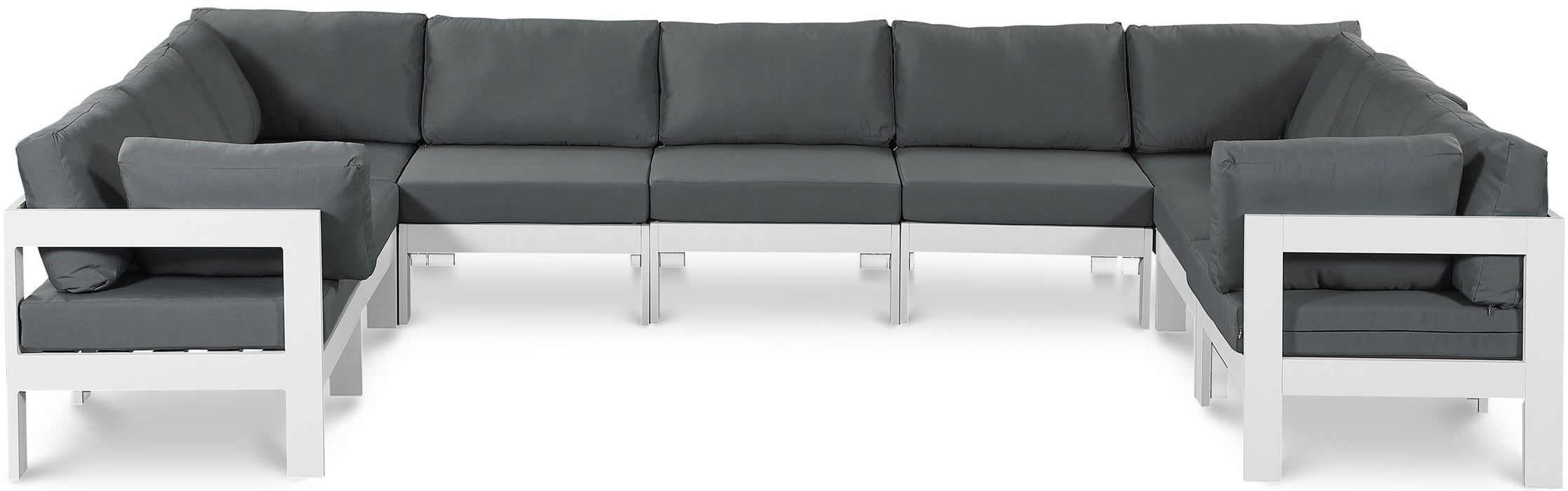 Nizuc - Outdoor Patio 9 Piece Modular Sectional With White Frame - Simple Home Plus