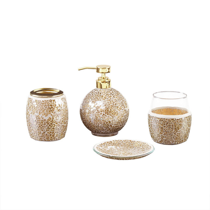 Mosaic - 4 Piece Set Bath Accessory - Gold - Simple Home Plus