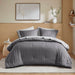 Logan - King Striped Comforter Set - Charcoal - Simple Home Plus
