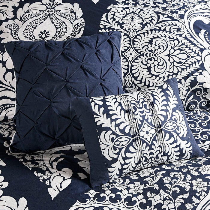 Vienna - King 7 Piece Printed Comforter Set - Indigo - Simple Home Plus