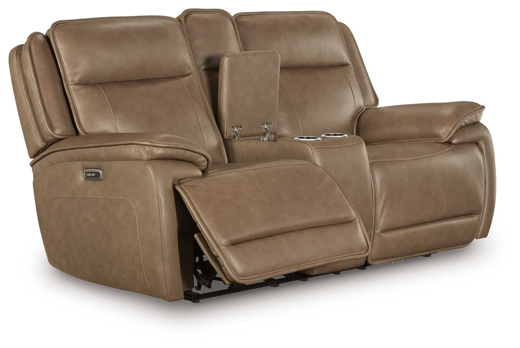 Glencroft - Power Reclining Loveseat With Console / Adjustable Headrest - Sahara - Simple Home Plus