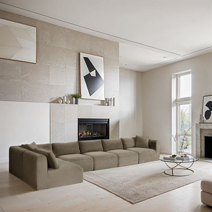 Shaggy - Fabric 6 Piece Modular Sectional - Simple Home Plus