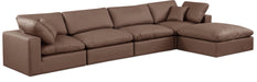 Comfy - 5 Piece Faux Leather Modular Sectional With Chaise - Simple Home Plus