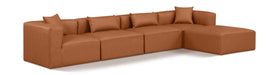 Cube - 5 Piece Modular Sectional With Chaise - Cognac - Simple Home Plus