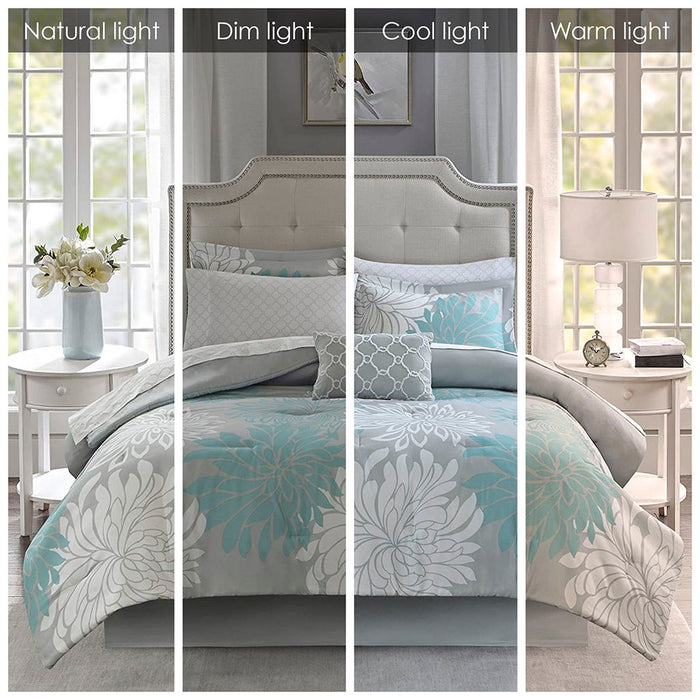 Maible - King Complete Comforter And Sheet Set - Aqua - Simple Home Plus