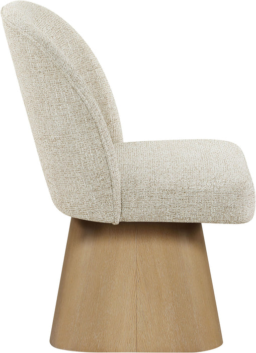 Marlowe - Linen Textured Fabric Upholstered Swivel Dining Side Chair - Stained Natural - Simple Home Plus