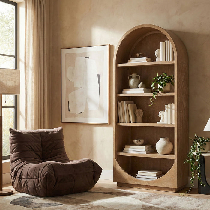 Hearth - Oak Veneer And Solid Wood Bookcase - Simple Home Plus