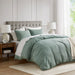 Mina - King/California King Waffle Weave Textured Duvet Cover Set - Sage Green - Simple Home Plus
