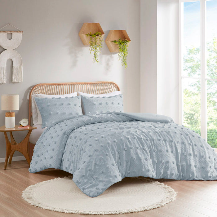 Lucy - Clip Jacquard Twin Comforter Set - Blue - Simple Home Plus