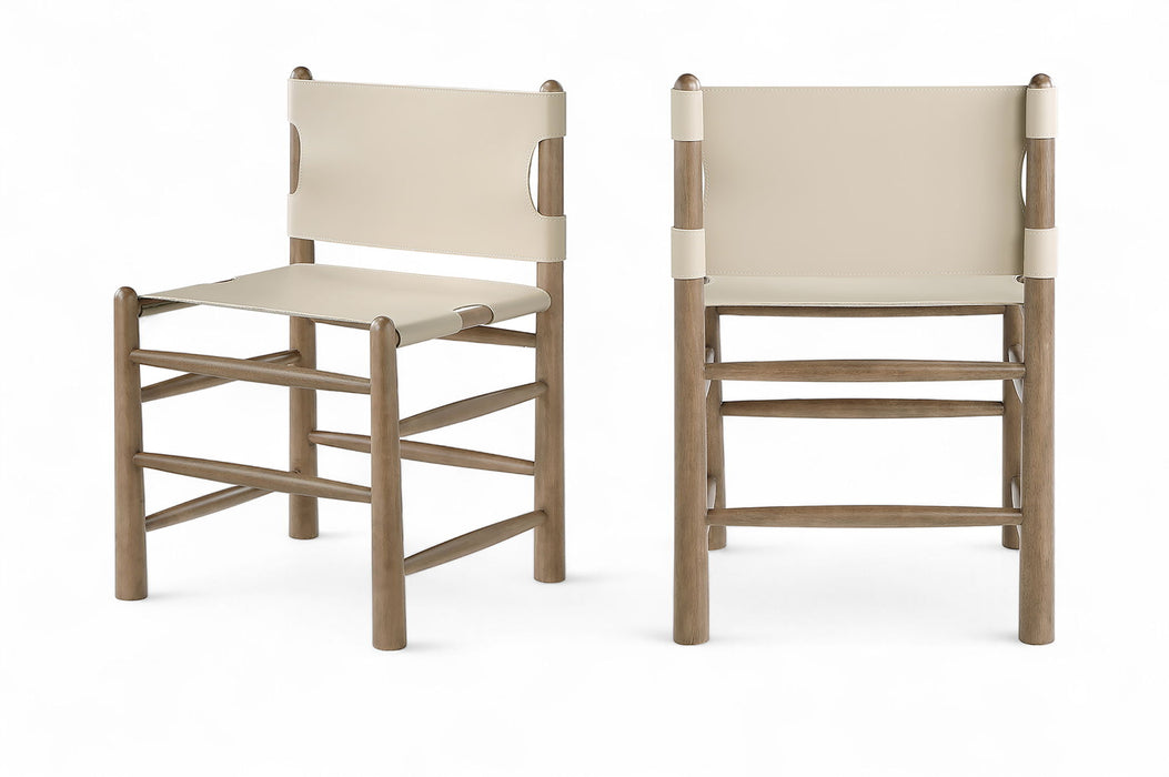 Santos - Vegan Leather Upholstered Dining Chair With Stained Brown Base (Set of 2) - Simple Home Plus
