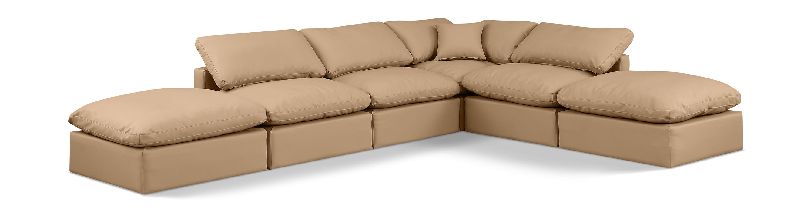 Indulge - Faux Leather 6 Piece Modular Armless Sectional - Tan - Simple Home Plus