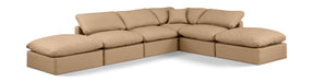 Indulge - Faux Leather 6 Piece Modular Armless Sectional - Tan - Simple Home Plus