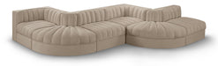 Rummi - Rounded Velvet Performance Fabric Upholstered 6 Piece Modular Sectional - Simple Home Plus