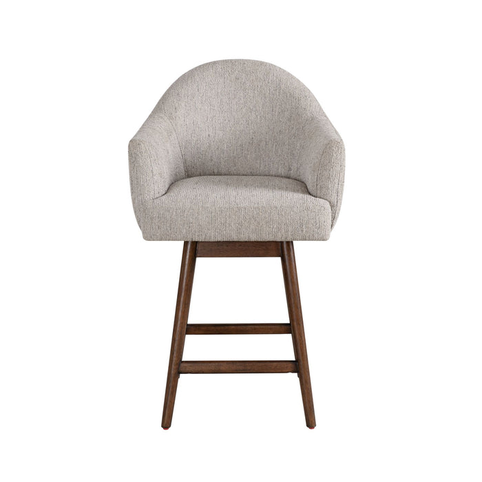 Jaxon - Brown Solid Wood Upholstered 26" Counter Height Swivel Barstool - Simple Home Plus