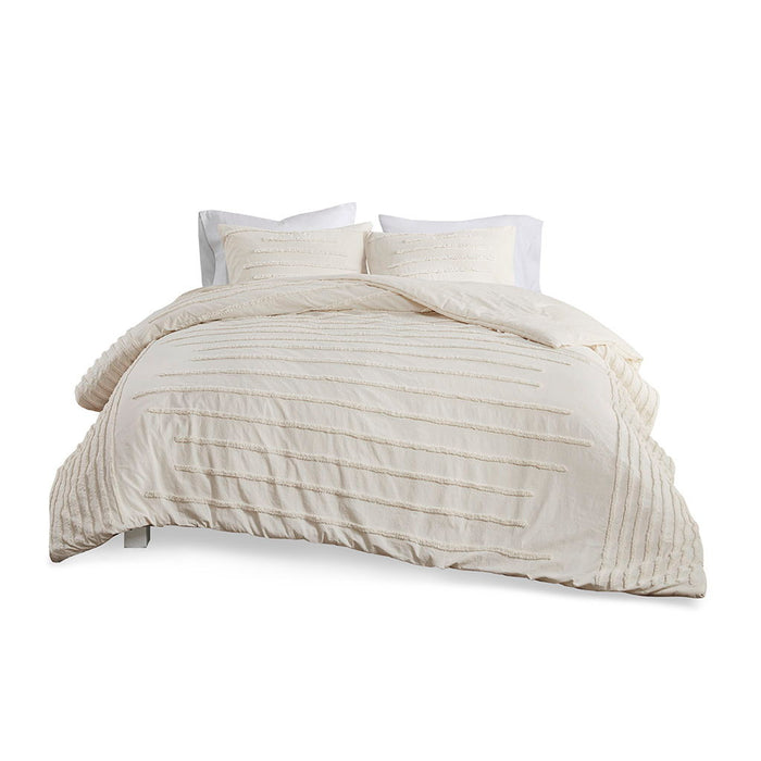 Mercer - King 3 Piece Duvet Cover Set - Ivory - Simple Home Plus