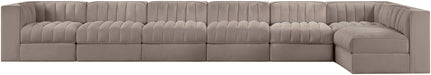 Rummi - Velvet Performance Fabric Upholstered 7 Piece Modular Sectional, L-Shaped (Right) - Simple Home Plus