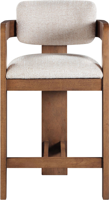 Sacha - Linen Stool With Brown Base - Simple Home Plus