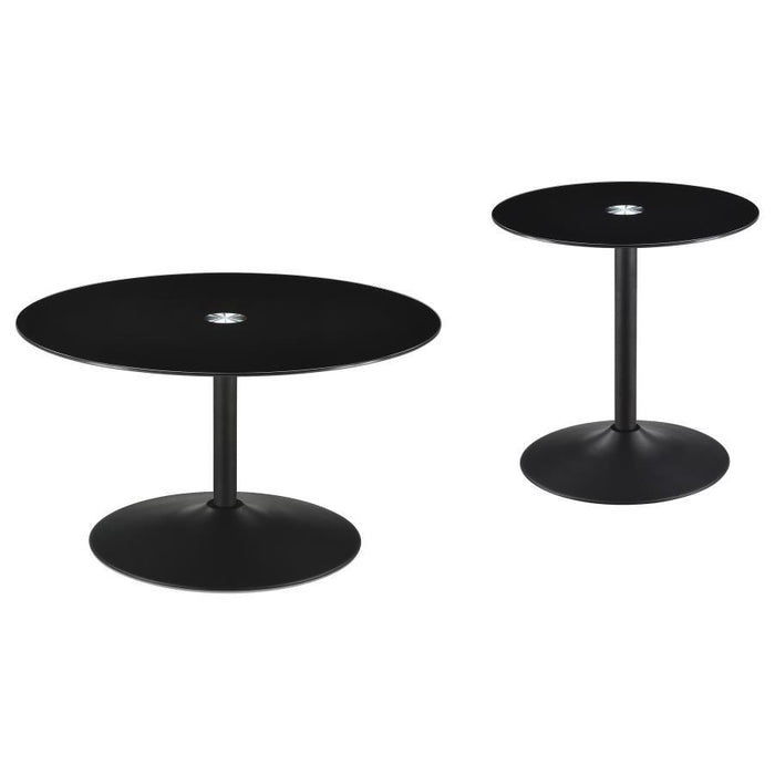 Ganso - Round Glass Top Coffee And End Table Set - Simple Home Plus