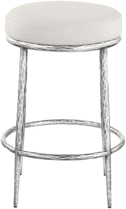 Ferro - Upholstered Backless Counter Stool With Brushed Silver Base - Simple Home Plus