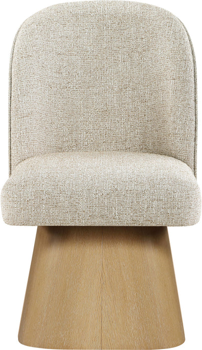 Marlowe - Linen Textured Fabric Upholstered Swivel Dining Side Chair - Stained Natural - Simple Home Plus