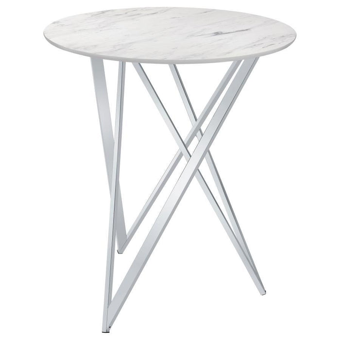 Bexter - Round Faux Marble Bistro Bar Table - Chrome - Simple Home Plus