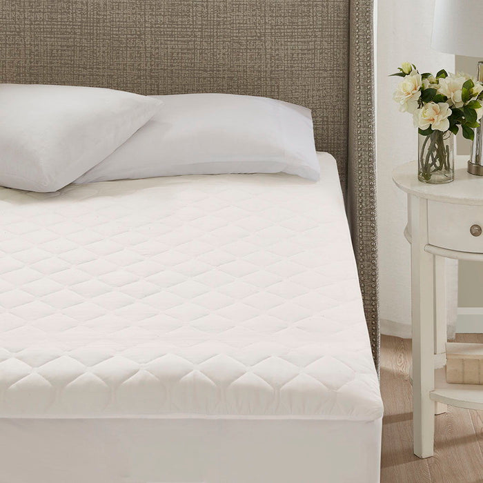 Cotton - Twin Long Deep Pocket Heated Mattress Pad-20 Heat Settings - White