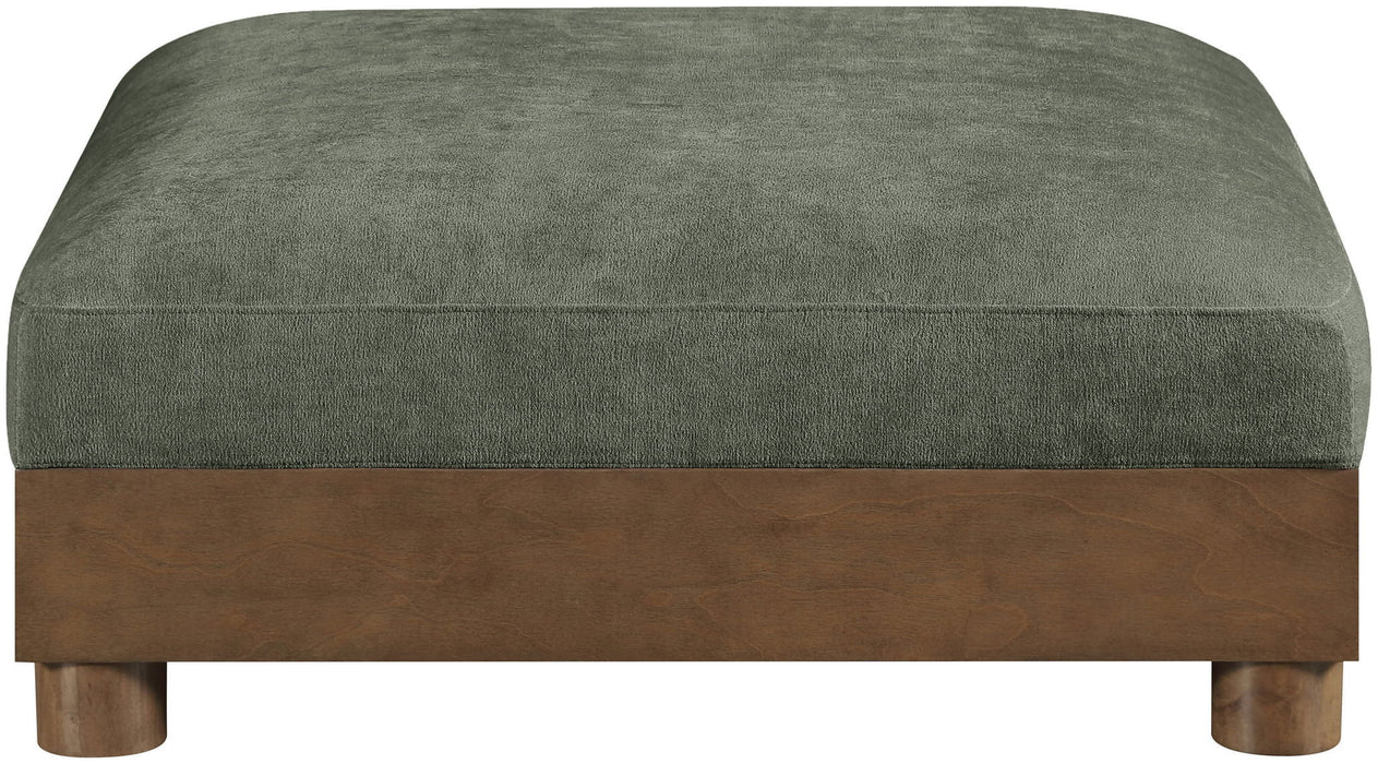 Turin - Chenille Fabric Upholstered Modular Ottoman - Walnut Base - Simple Home Plus