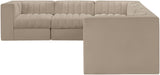 Rummi - Velvet Performance Fabric Upholstered 6 Piece Modular Sectional (With 3 Corner Chairs) - Simple Home Plus