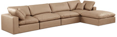 Comfy - 5 Piece Faux Leather Modular Sectional With Chaise - Tan - Simple Home Plus