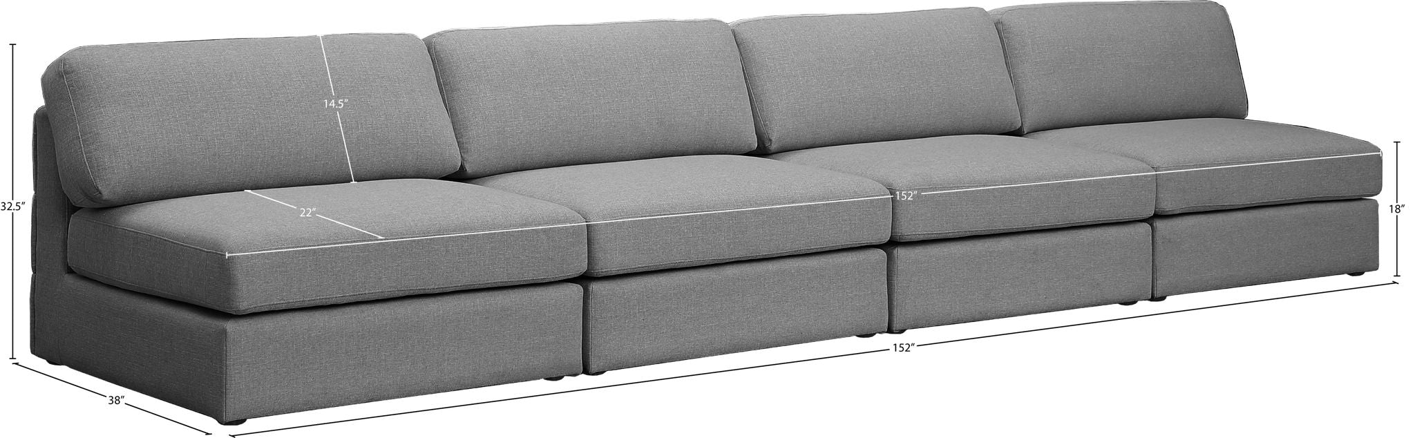 Beckham - Modular 4 Seats Armless Sofa
