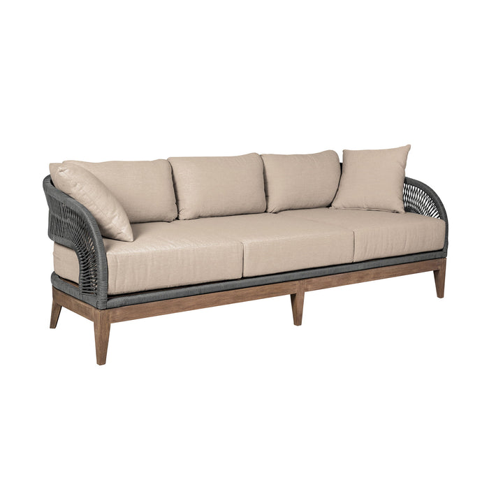 Orbit - Outdoor Patio Sofa - Weathered Eucalyptus / Taupe - Simple Home Plus