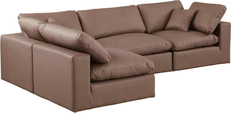 Comfy - 4 Piece Faux Leather Modular Armless Sectional