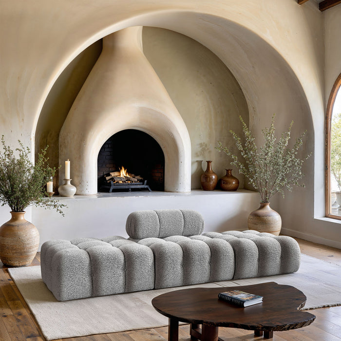Ames - 3 Piece Boucle Upholstered Modular Sofa With 2 Backless Seats - Simple Home Plus