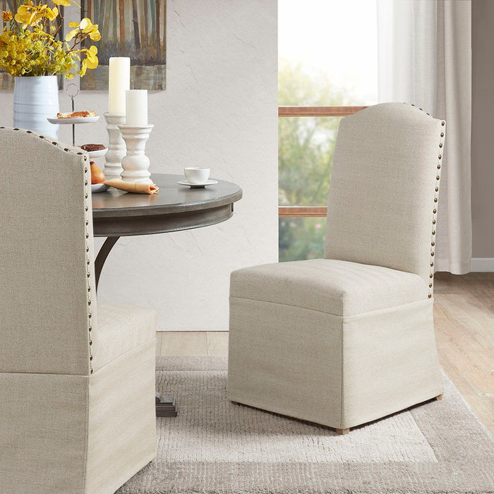 Foster - High Back Dining Chairs With Skirts (Set of 2) - Beige - Simple Home Plus