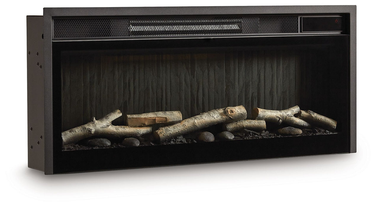 Entertainment Accessories - Black - Fireplace Insert With Faux Birch Log Set - Simple Home Plus