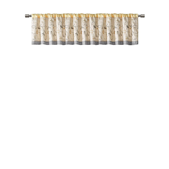 Serene - Embroidered Window Valance - Yellow - Simple Home Plus