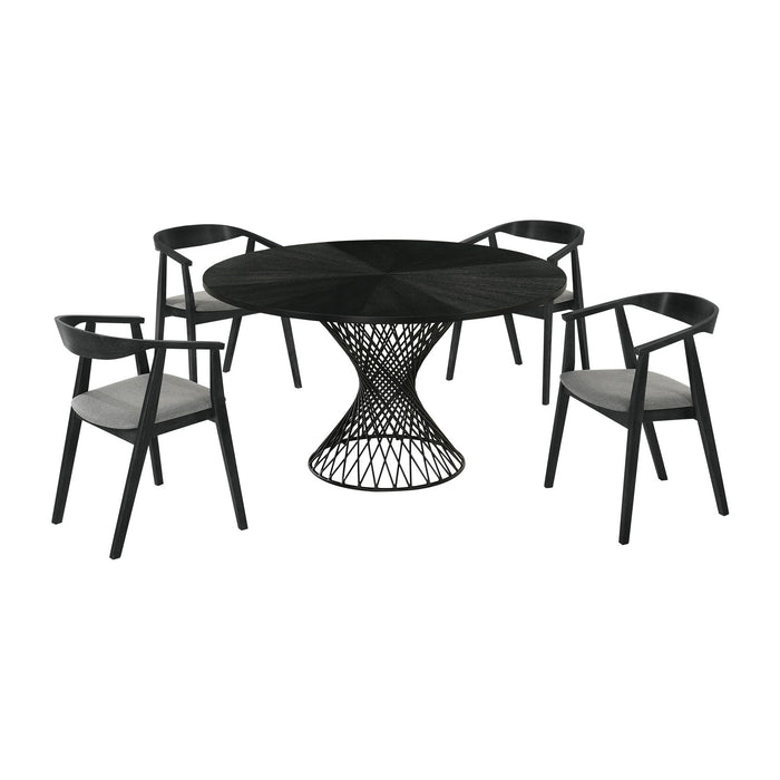 Cirque Santana - 5 Piece Dining Table Set - Charcoal / Black - Simple Home Plus