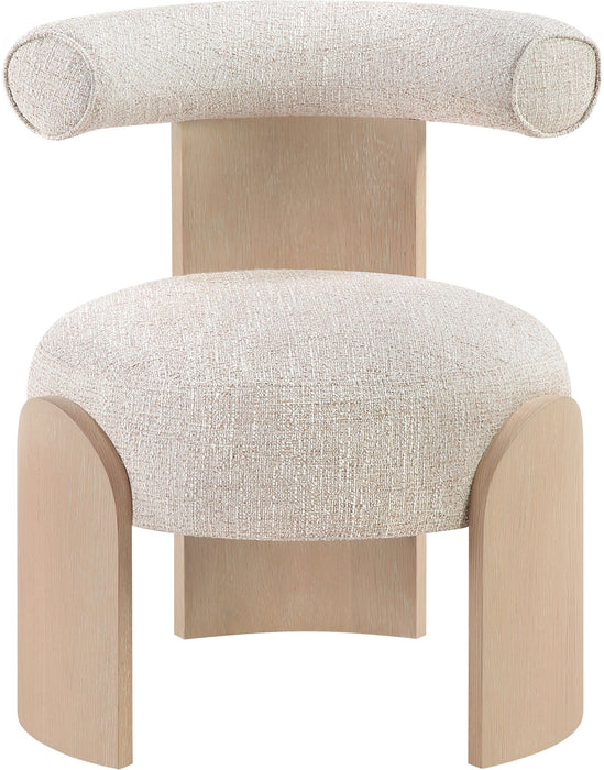 Calder - Linen Textured Fabric Upholstered Accent Chair - Painted Natural Base - Simple Home Plus