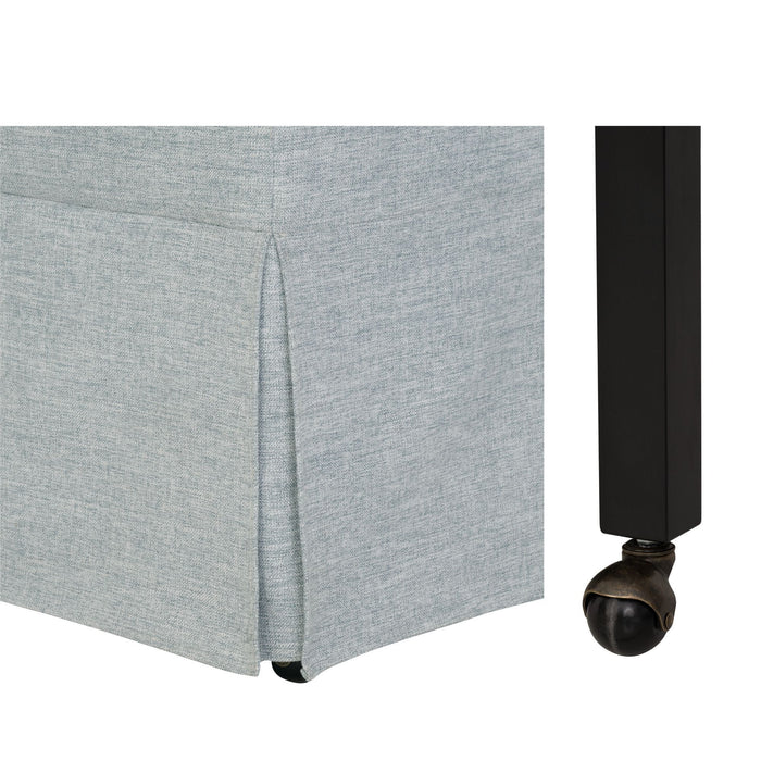 London - Upholstered Skirted Dining Arm Chair With Hidden Casters - Light Blue - Simple Home Plus