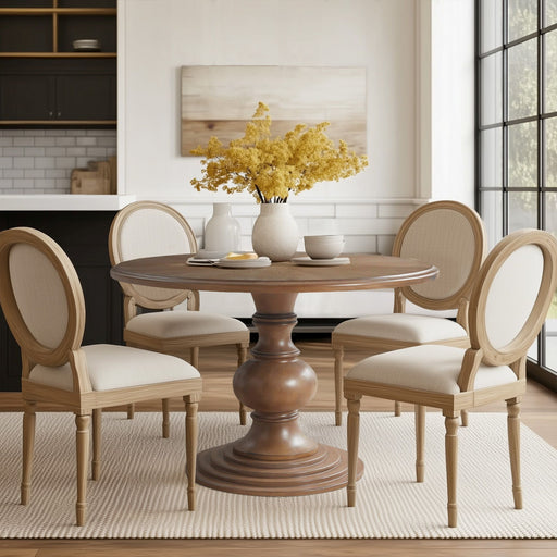 Lexi - Round Pedestal Dining Table - Reclaimed Walnut - Simple Home Plus