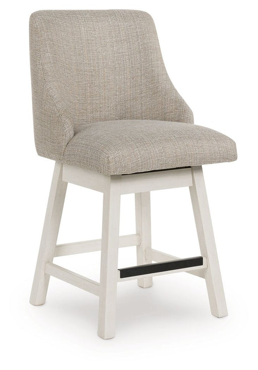 Robbinsdale - Antique White - Upholstered Swivel Curved Back Barstool (Set of 2) - Simple Home Plus