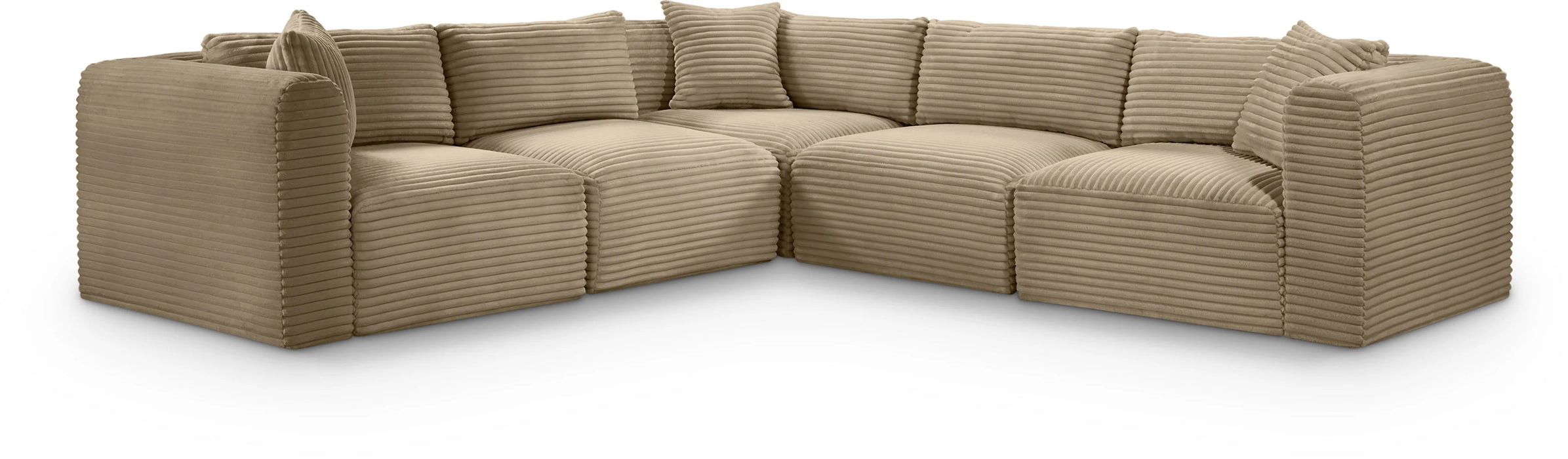 Shaggy - Fabric 5 Piece Modular Corner Sectional Beige AS-IS