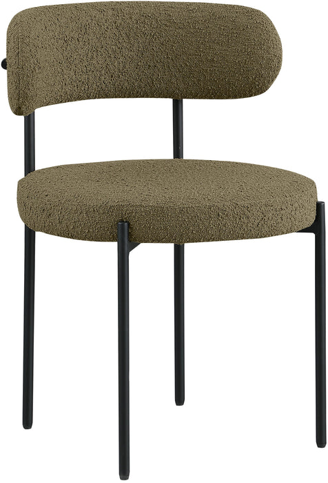 Beacon - Boucle Fabric Dining Chair With Black Legs (Set of 2) - Olive Green - Simple Home Plus