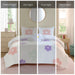 Gracie - Floral Reversible Tufted Chenille Comforter Set With Flower Throw Pillow - White / Purple - Simple Home Plus