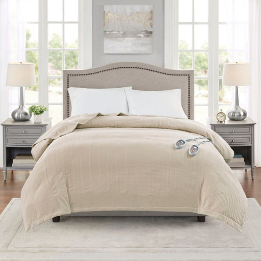 Electric Micro Fleece - Queen Heated Blanket - Beige - Simple Home Plus