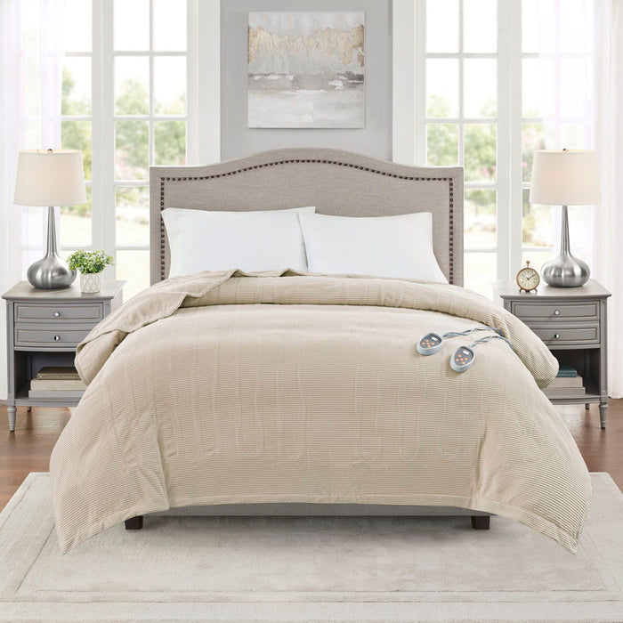 Electric Micro Fleece - Twin Heated Blanket - Beige - Simple Home Plus