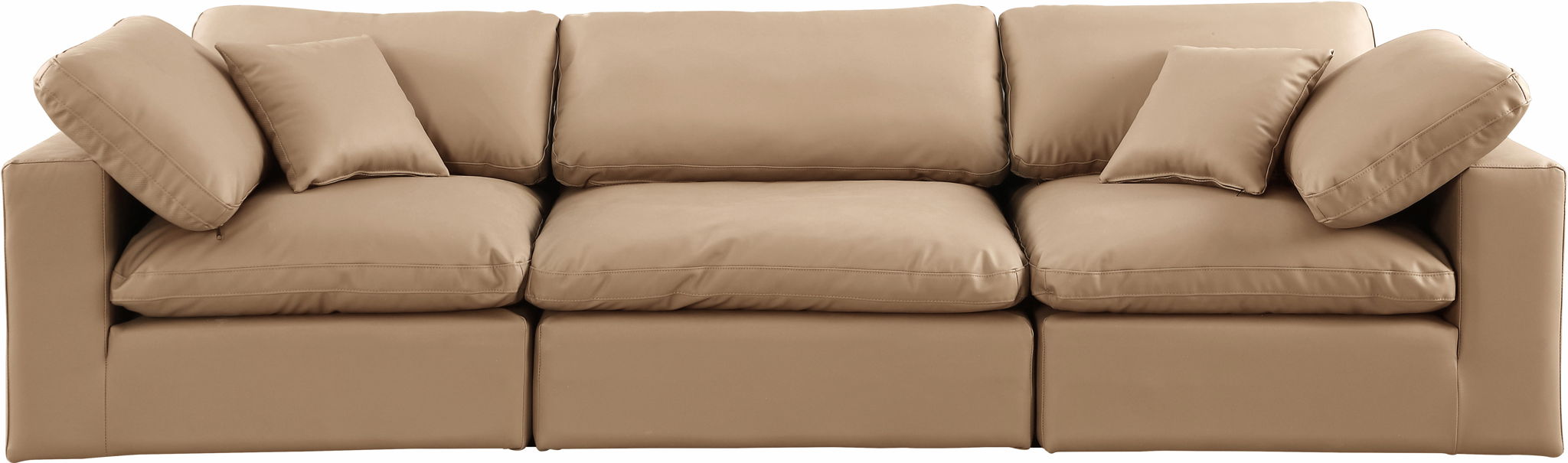Comfy - Faux Leather Modular Sofa 3 Pieces - Tan - Simple Home Plus