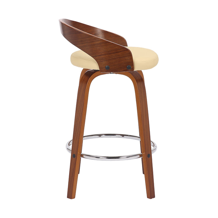 Sonia - 26" Counter Height Swivel Bar Stool - Walnut Wood - Simple Home Plus